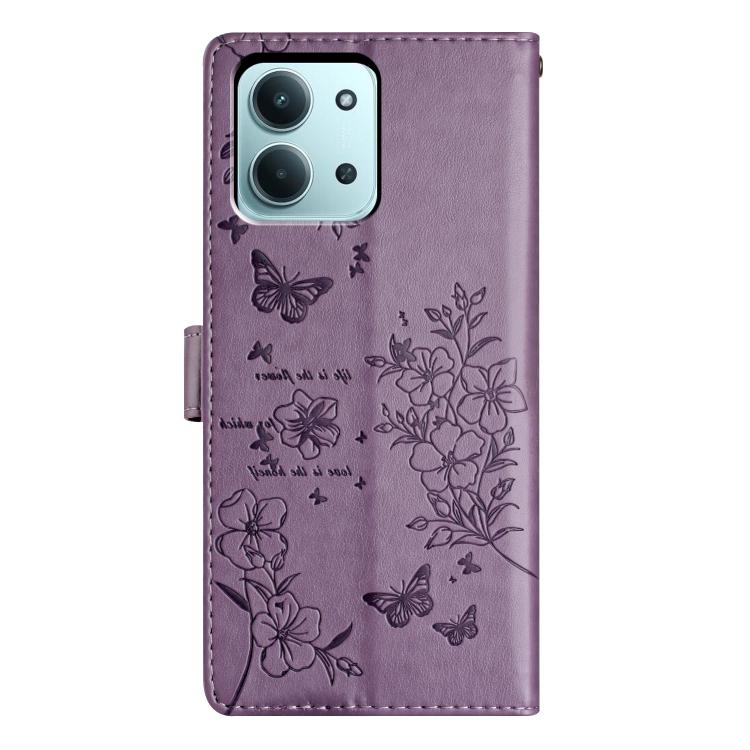 For Redmi 15C 5G / 4G EU 173mm Butterflies and Flowers Leather Phone Case