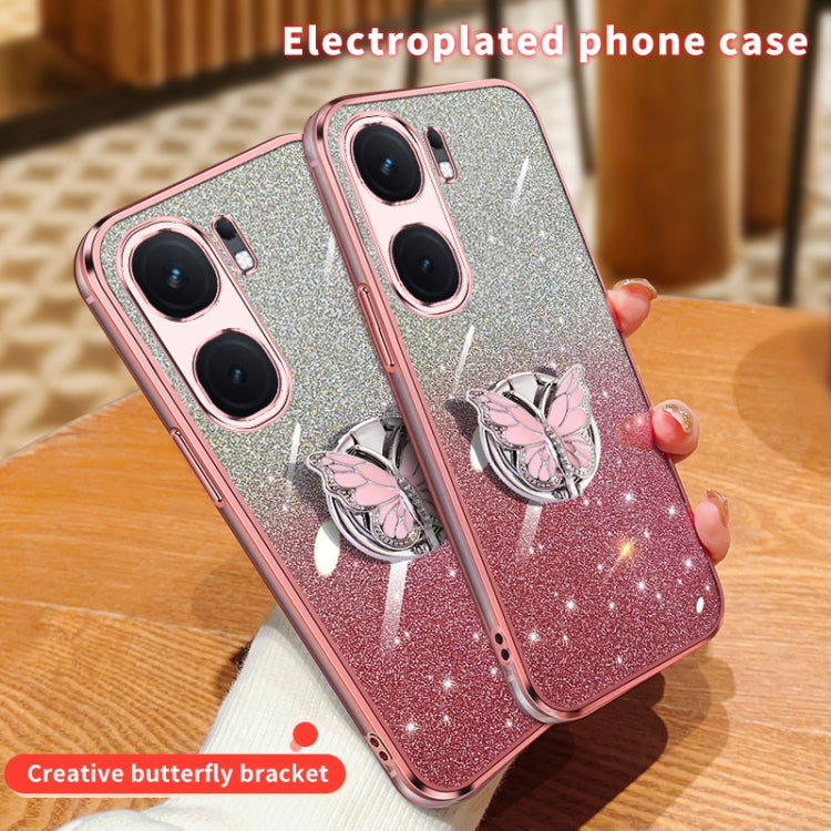 For vivo iQOO Neo9 Plated Gradient Glitter Butterfly Holder TPU Phone Case