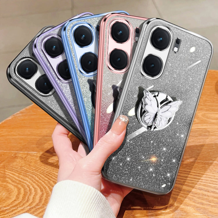 For vivo iQOO Neo9 Plated Gradient Glitter Butterfly Holder TPU Phone Case