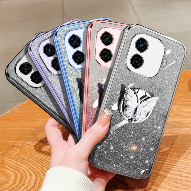 For vivo iQOO Neo Z9 Plated Gradient Glitter Butterfly Holder TPU Phone Case