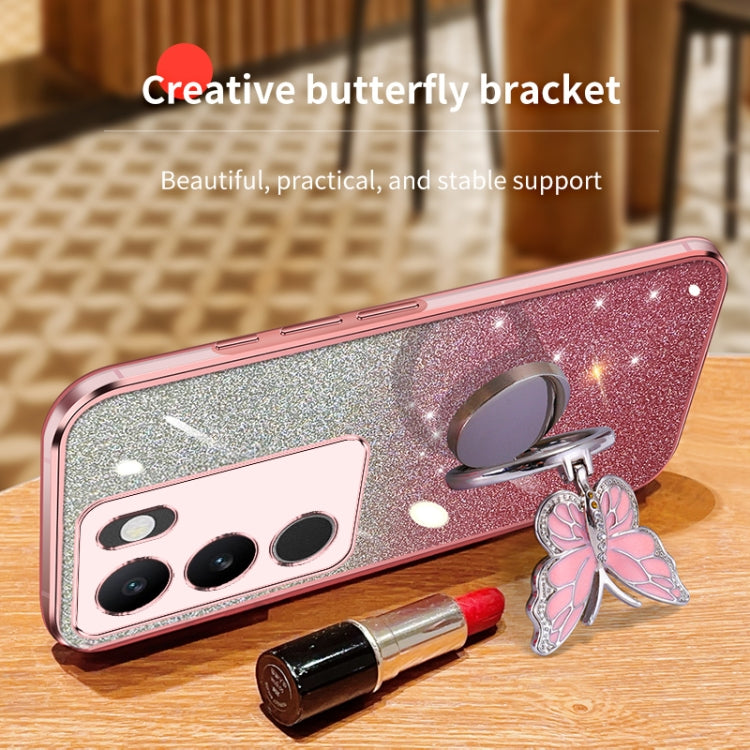 For vivo S17 / S17 Pro Plated Gradient Glitter Butterfly Holder TPU Phone Case