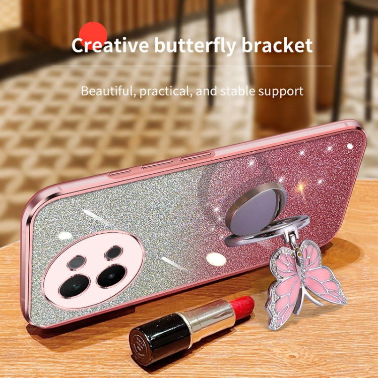 For vivo S18e Plated Gradient Glitter Butterfly Holder TPU Phone Case