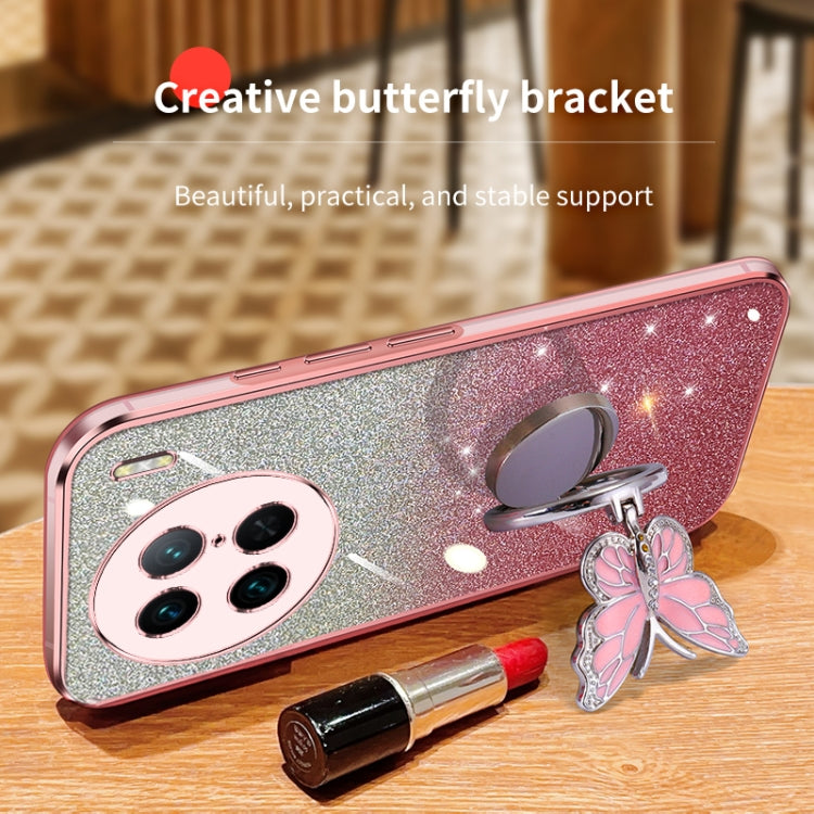 For vivo X90 Pro Plated Gradient Glitter Butterfly Holder TPU Phone Case