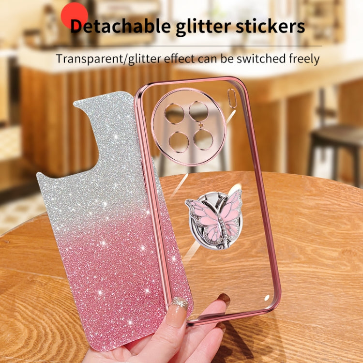 For vivo X90 Pro Plated Gradient Glitter Butterfly Holder TPU Phone Case