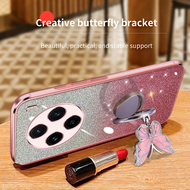 For vivo X100 Plated Gradient Glitter Butterfly Holder TPU Phone Case