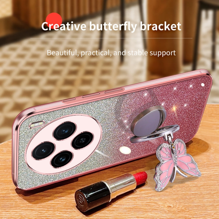 For vivo X100s Plated Gradient Glitter Butterfly Holder TPU Phone Case