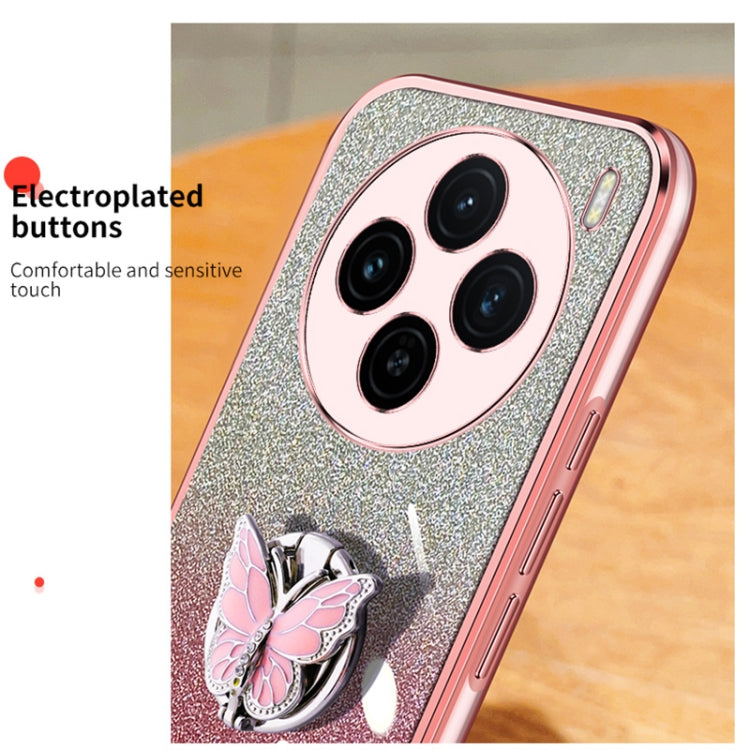 For vivo X100s Plated Gradient Glitter Butterfly Holder TPU Phone Case