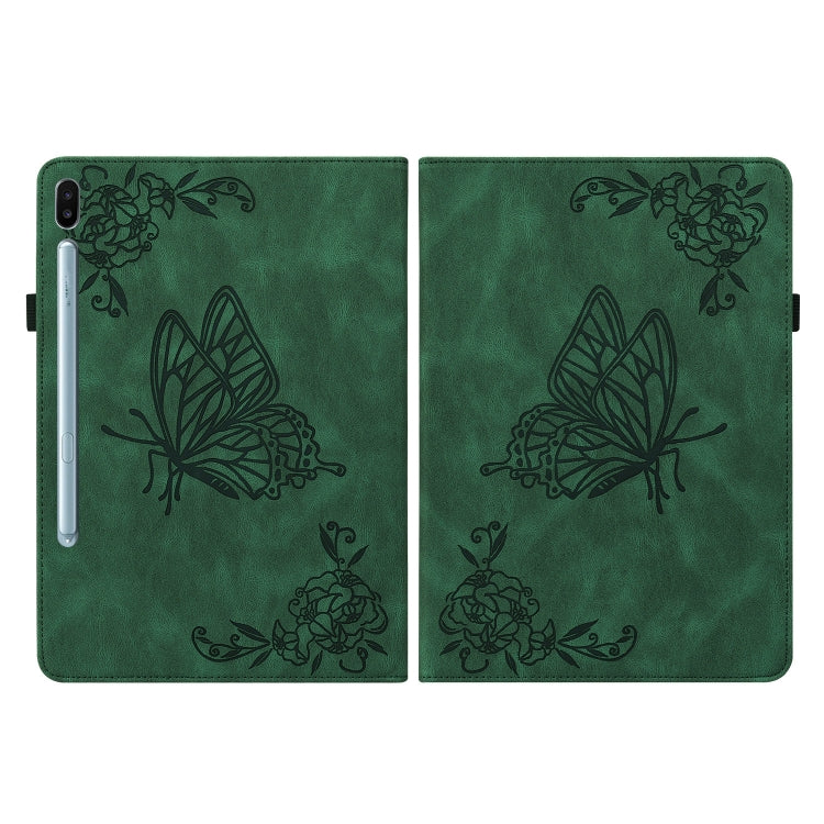 For Samsung Galaxy Tab S6 SM-T860/T865 Butterfly Flower Embossed Leather Tablet Case, without Pen