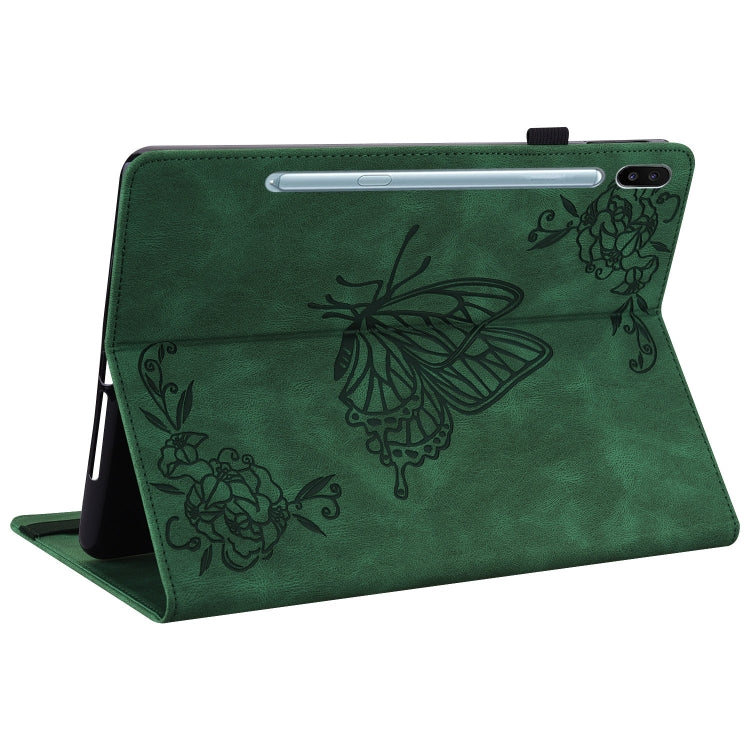 For Samsung Galaxy Tab S6 SM-T860/T865 Butterfly Flower Embossed Leather Tablet Case, without Pen