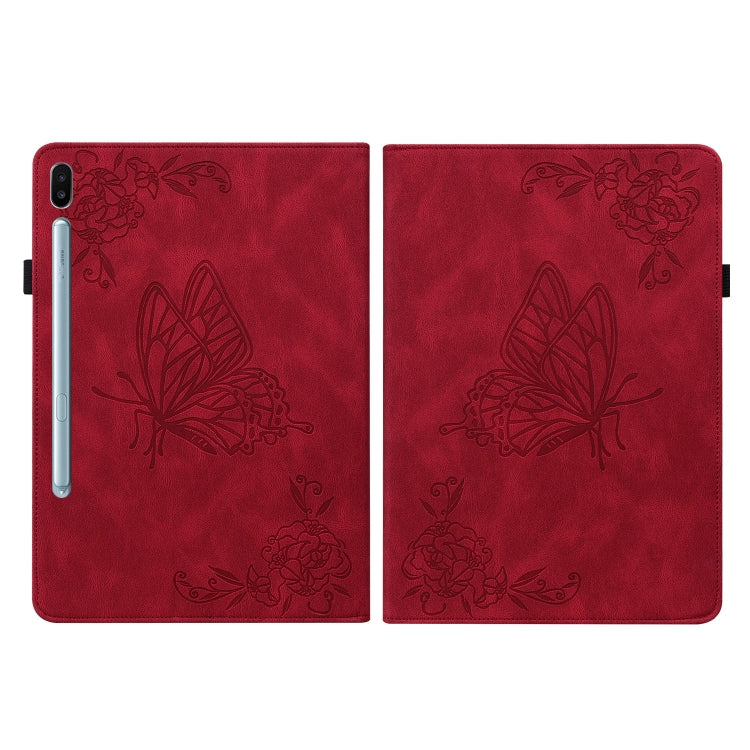 For Samsung Galaxy Tab S6 SM-T860/T865 Butterfly Flower Embossed Leather Tablet Case, without Pen