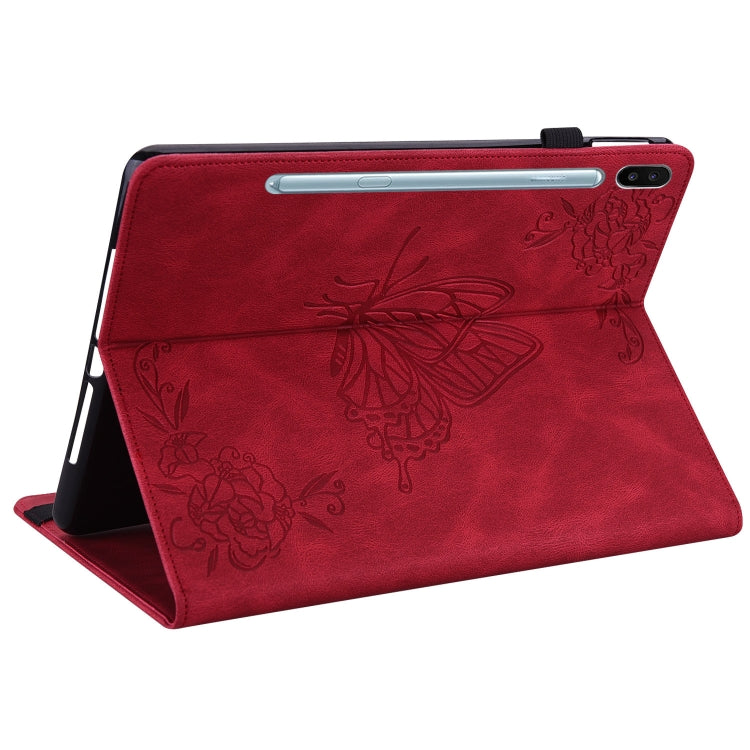 For Samsung Galaxy Tab S6 SM-T860/T865 Butterfly Flower Embossed Leather Tablet Case, without Pen