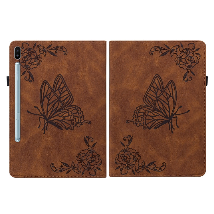For Samsung Galaxy Tab S6 SM-T860/T865 Butterfly Flower Embossed Leather Tablet Case, without Pen