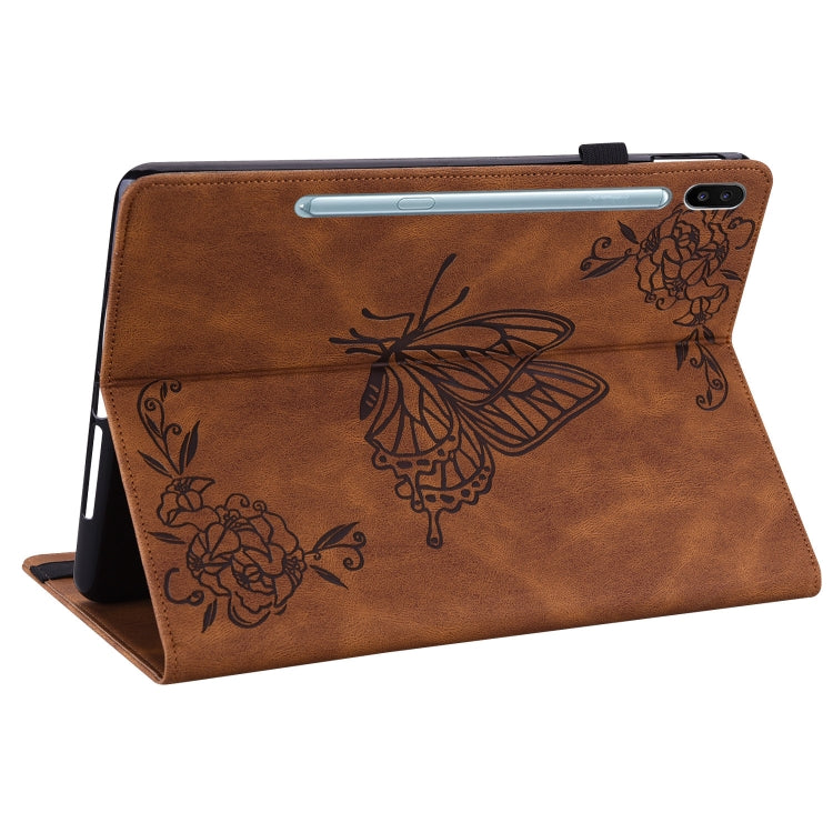 For Samsung Galaxy Tab S6 SM-T860/T865 Butterfly Flower Embossed Leather Tablet Case, without Pen