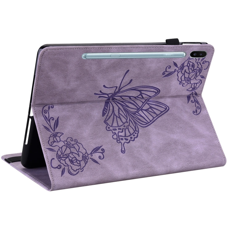 For Samsung Galaxy Tab S6 SM-T860/T865 Butterfly Flower Embossed Leather Tablet Case, without Pen