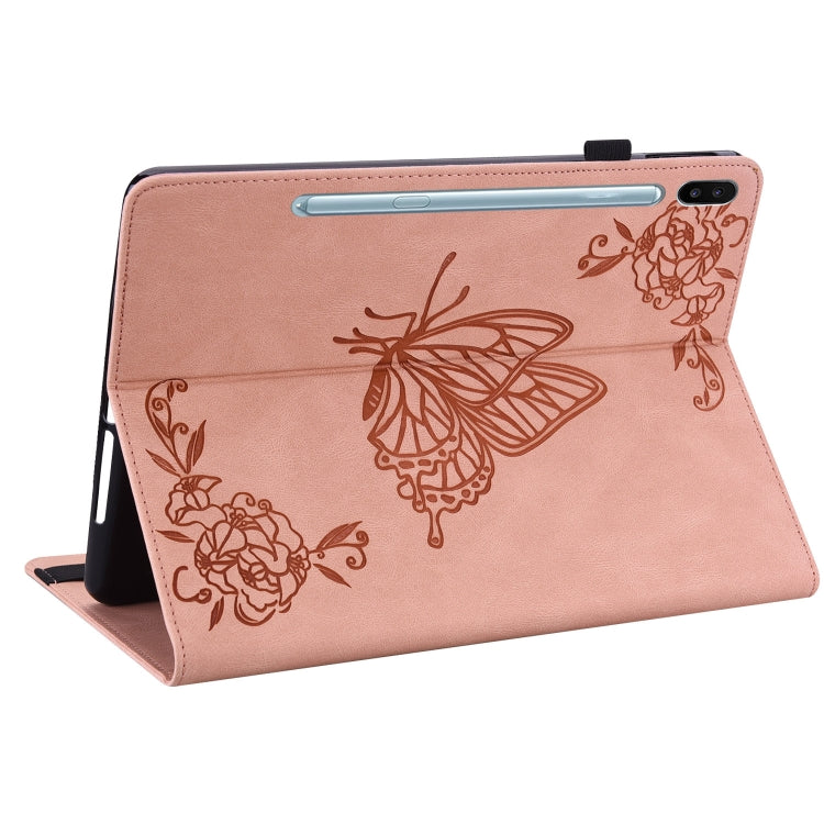 For Samsung Galaxy Tab S6 SM-T860/T865 Butterfly Flower Embossed Leather Tablet Case, without Pen