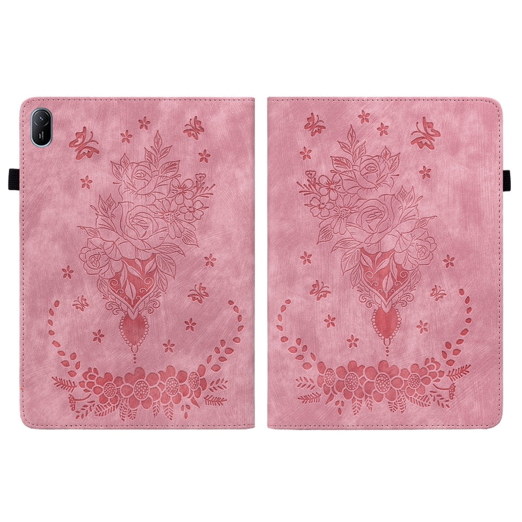For Huawei MatePad SE 11 2024 Butterfly Rose Embossed Leather Tablet Case