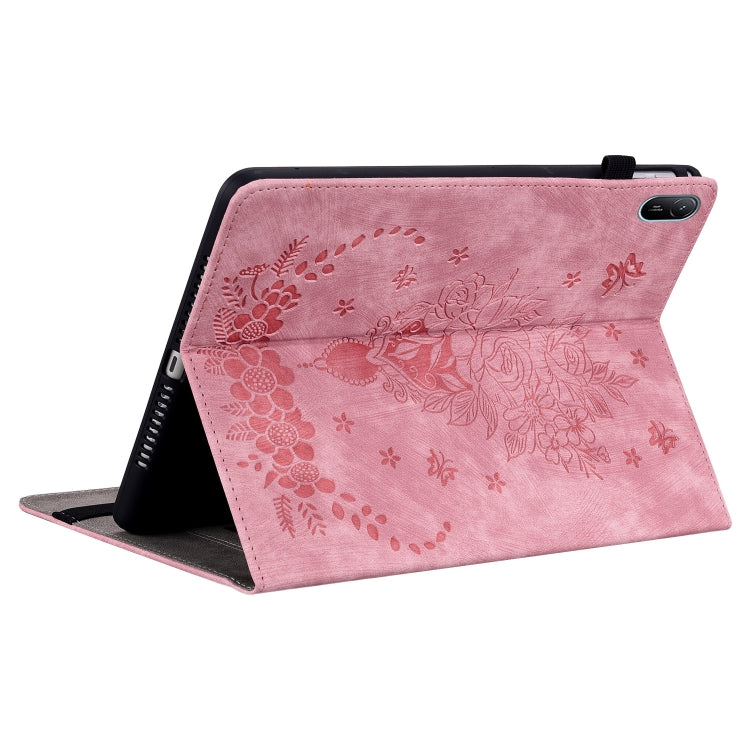 For Huawei MatePad SE 11 2024 Butterfly Rose Embossed Leather Tablet Case