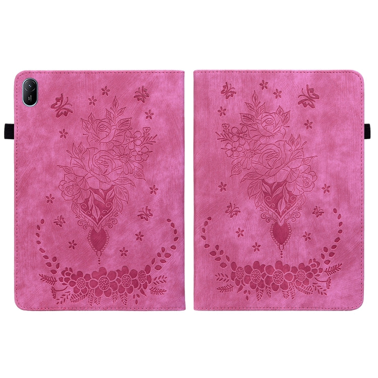 For Huawei MatePad SE 11 2024 Butterfly Rose Embossed Leather Tablet Case