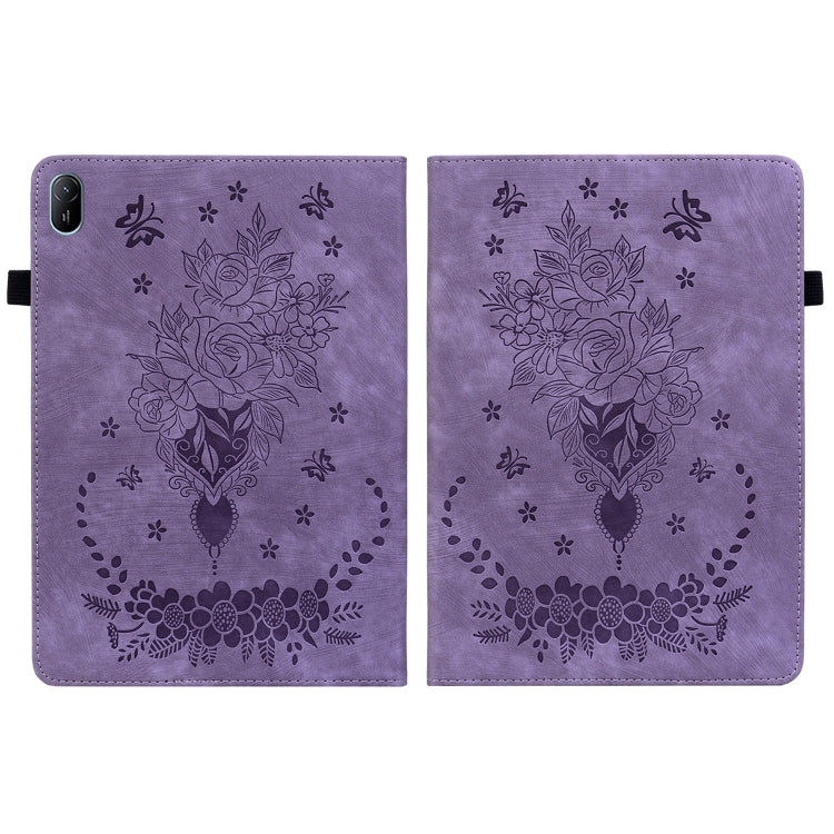 For Huawei MatePad SE 11 2024 Butterfly Rose Embossed Leather Tablet Case