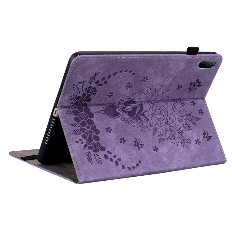 For Huawei MatePad SE 11 2024 Butterfly Rose Embossed Leather Tablet Case