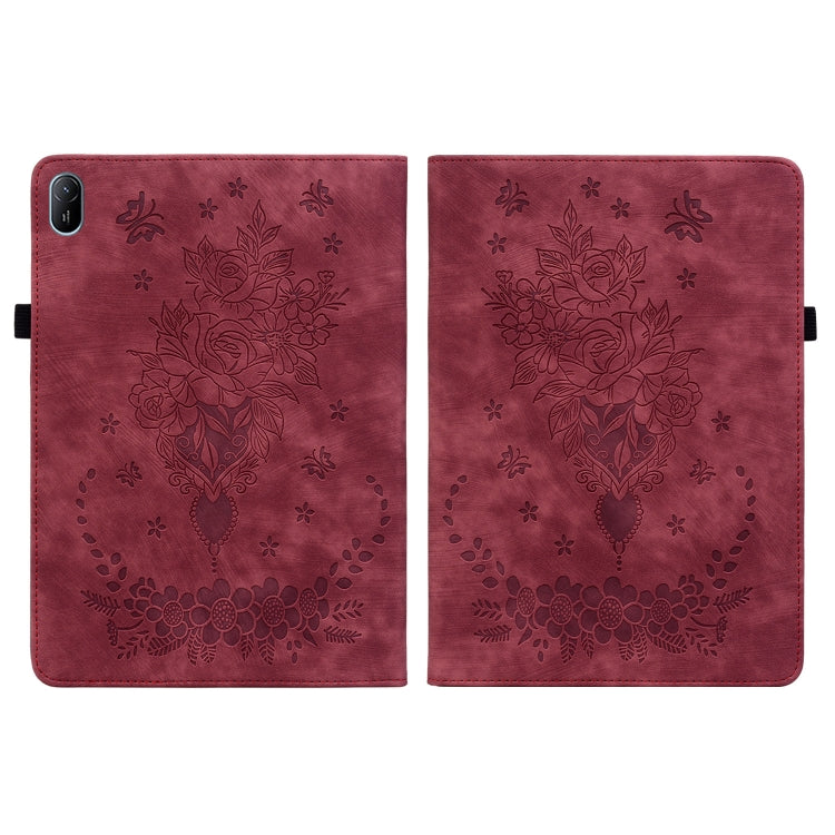 For Huawei MatePad SE 11 2024 Butterfly Rose Embossed Leather Tablet Case