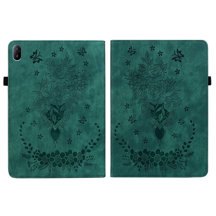 For Huawei MatePad SE 11 2024 Butterfly Rose Embossed Leather Tablet Case
