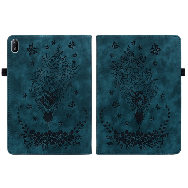 For Huawei MatePad SE 11 2024 Butterfly Rose Embossed Leather Tablet Case