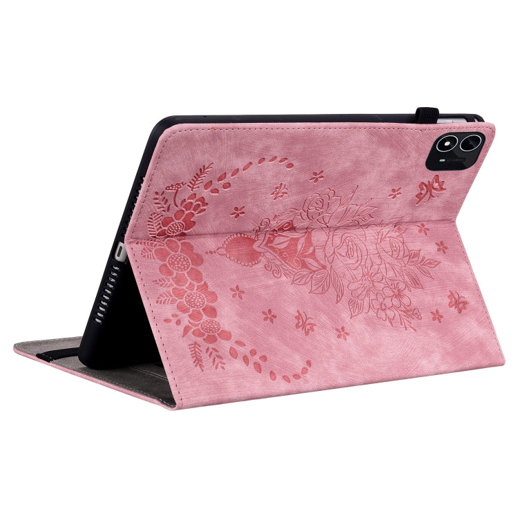 For itel Pad One 10.1 Butterfly Rose Embossed Leather Tablet Case
