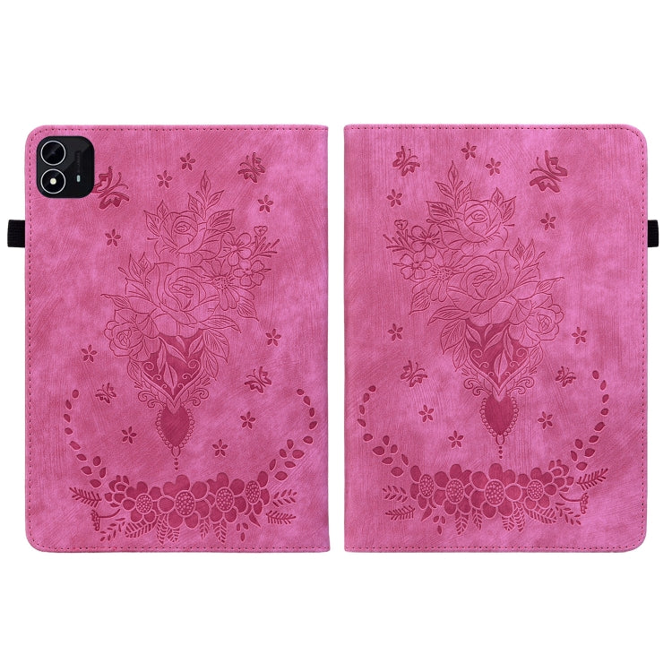 For itel Pad One 10.1 Butterfly Rose Embossed Leather Tablet Case