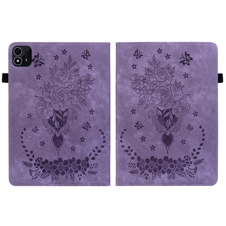 For itel Pad One 10.1 Butterfly Rose Embossed Leather Tablet Case