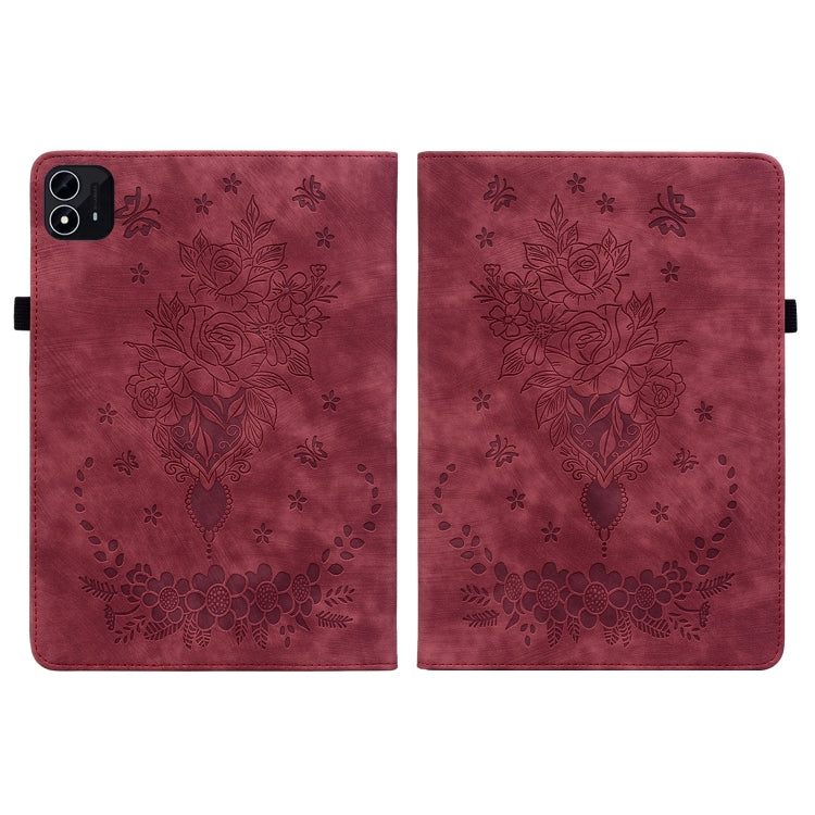 For itel Pad One 10.1 Butterfly Rose Embossed Leather Tablet Case