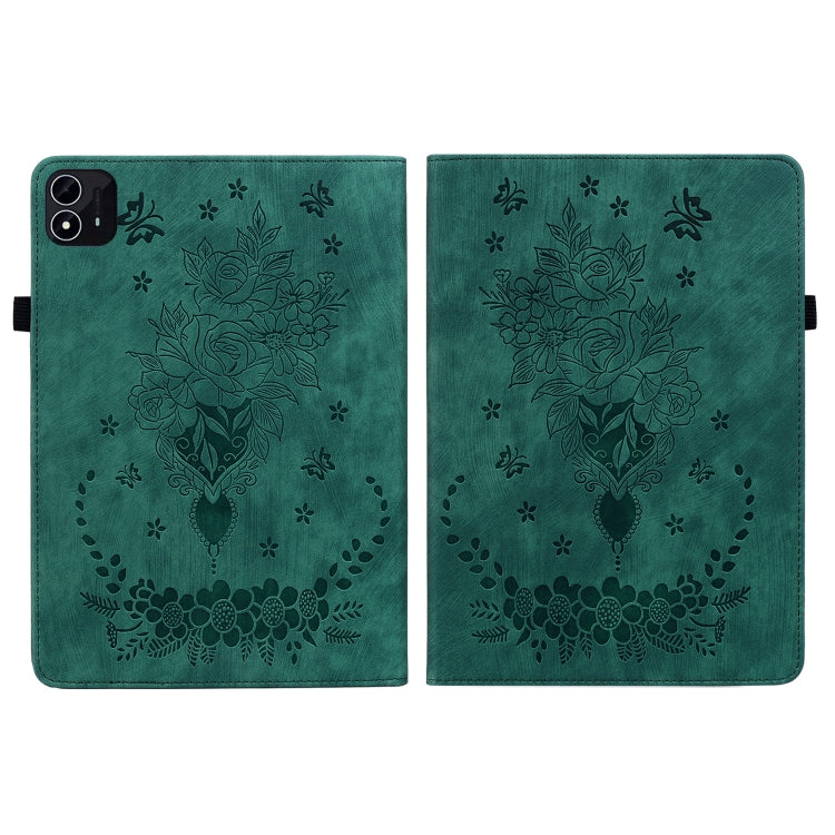 For itel Pad One 10.1 Butterfly Rose Embossed Leather Tablet Case