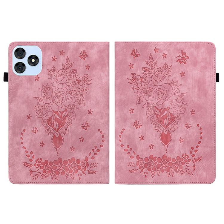 For itel VistaTab 30 Butterfly Rose Embossed Leather Tablet Case