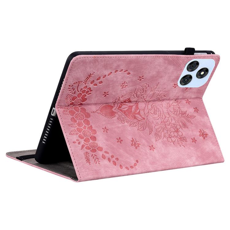 For itel VistaTab 30 Butterfly Rose Embossed Leather Tablet Case