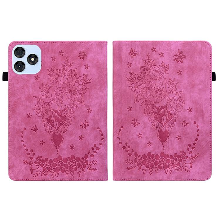 For itel VistaTab 30 Butterfly Rose Embossed Leather Tablet Case