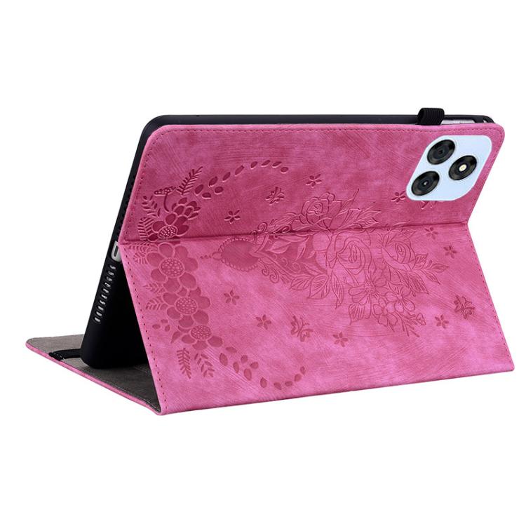 For itel VistaTab 30 Butterfly Rose Embossed Leather Tablet Case