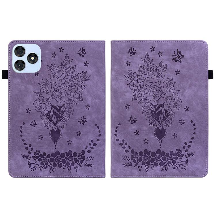 For itel VistaTab 30 Butterfly Rose Embossed Leather Tablet Case
