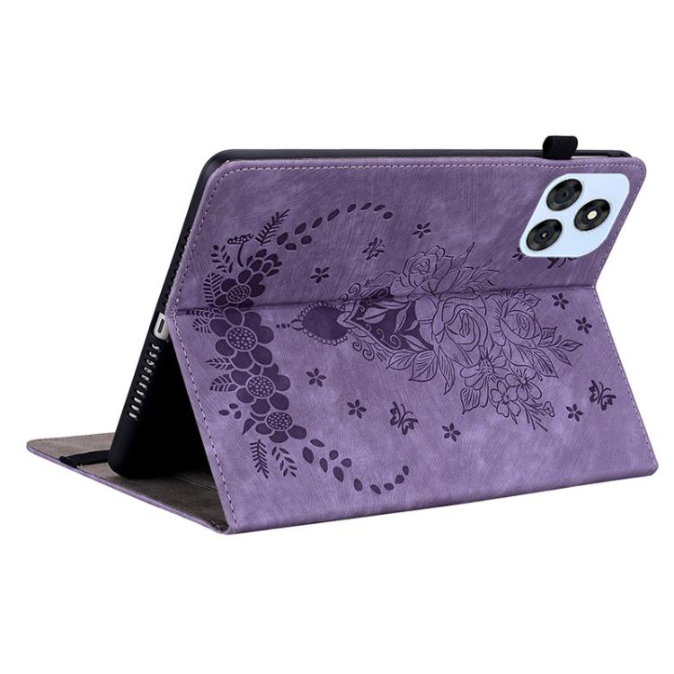 For itel VistaTab 30 Butterfly Rose Embossed Leather Tablet Case