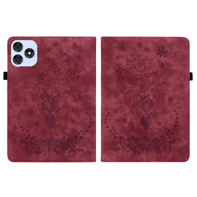 For itel VistaTab 30 Butterfly Rose Embossed Leather Tablet Case