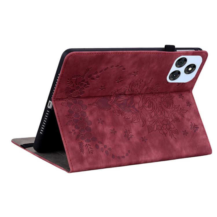 For itel VistaTab 30 Butterfly Rose Embossed Leather Tablet Case
