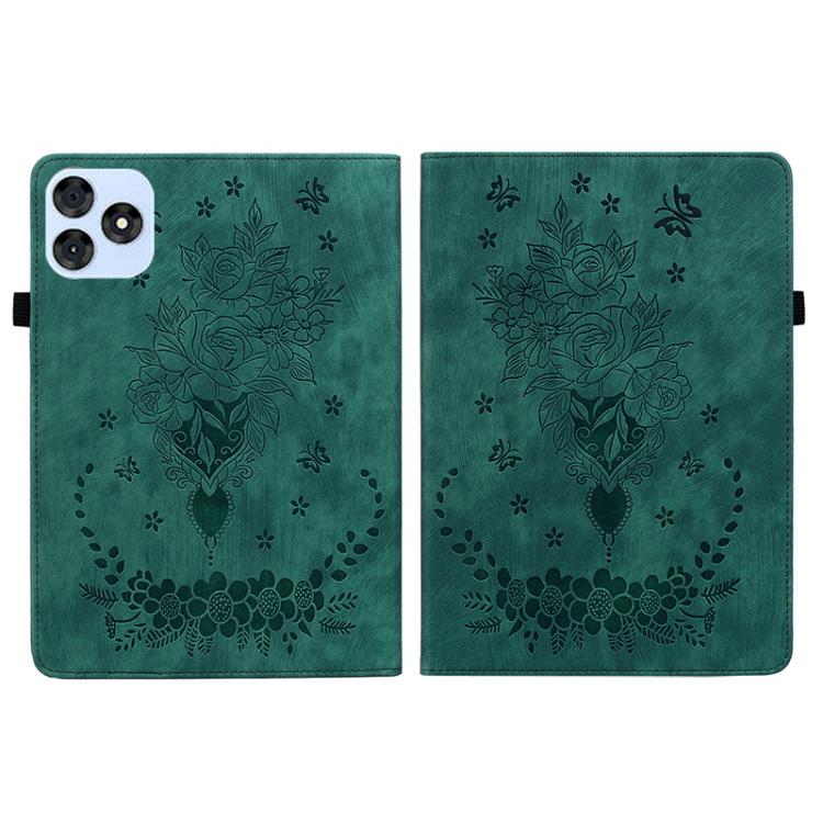 For itel VistaTab 30 Butterfly Rose Embossed Leather Tablet Case