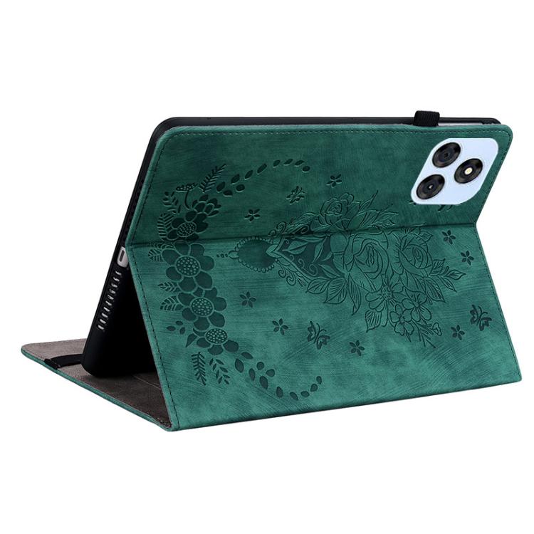 For itel VistaTab 30 Butterfly Rose Embossed Leather Tablet Case