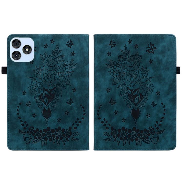 For itel VistaTab 30 Butterfly Rose Embossed Leather Tablet Case