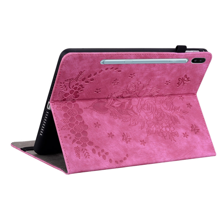 For Samsung Galaxy Tab S6 SM-T860/T865 Butterfly Rose Embossed Leather Tablet Case, without Pen