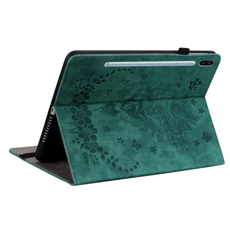 For Samsung Galaxy Tab S6 SM-T860/T865 Butterfly Rose Embossed Leather Tablet Case, without Pen