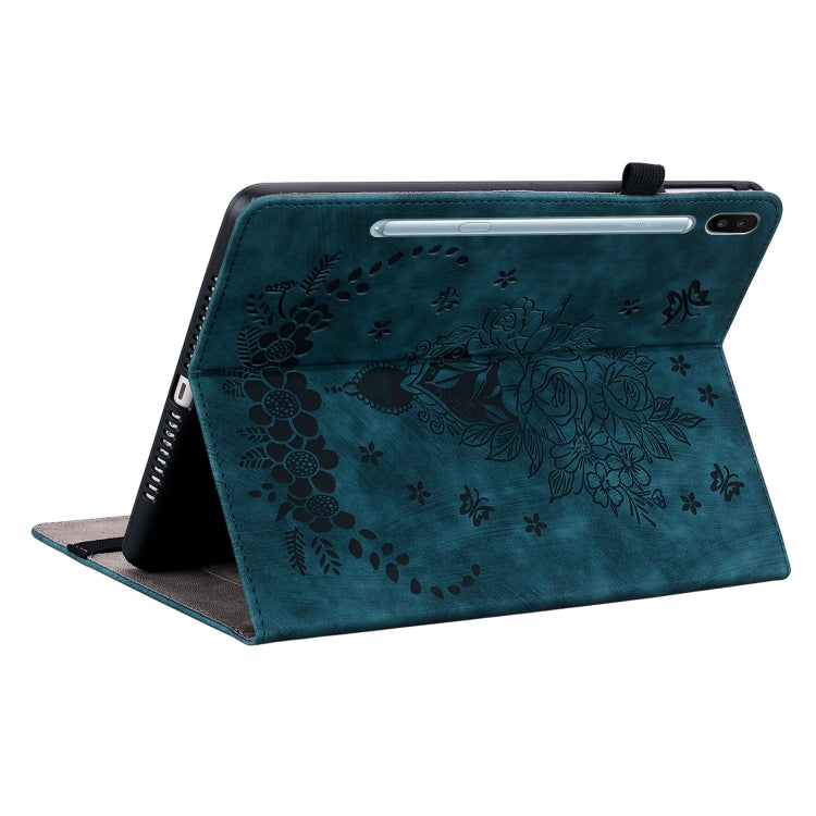 For Samsung Galaxy Tab S6 SM-T860/T865 Butterfly Rose Embossed Leather Tablet Case, without Pen