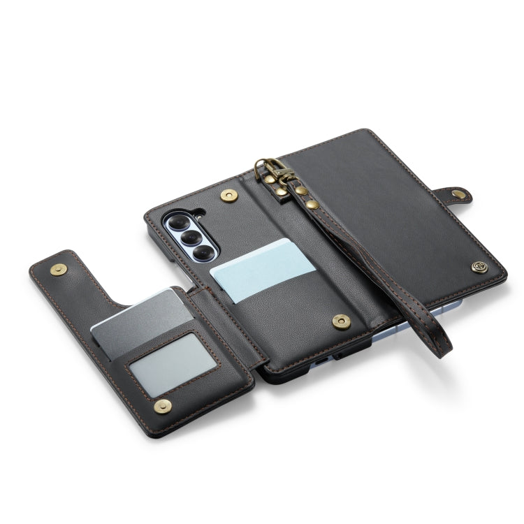 For Samsung Galaxy Z Fold6 5G CaseMe C22 PC+TPU Business Style RFID Anti-theft Lanyard Leather Phone Case with Pen Slot