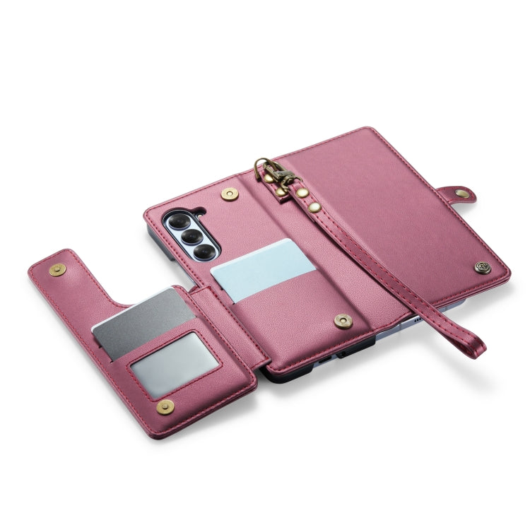 For Samsung Galaxy Z Fold6 5G CaseMe C22 PC+TPU Business Style RFID Anti-theft Lanyard Leather Phone Case with Pen Slot