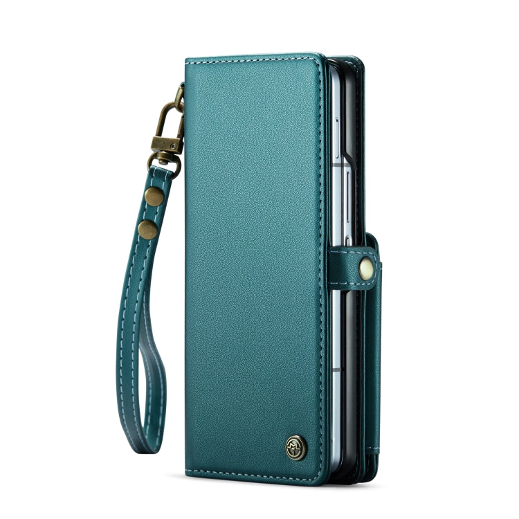 For Samsung Galaxy Z Fold6 5G CaseMe C22 PC+TPU Business Style RFID Anti-theft Lanyard Leather Phone Case with Pen Slot