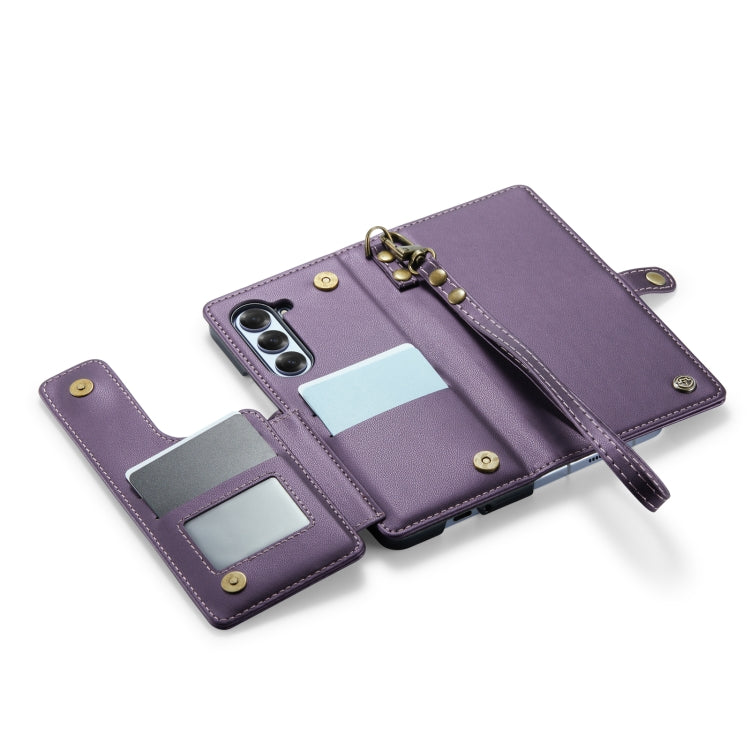 For Samsung Galaxy Z Fold6 5G CaseMe C22 PC+TPU Business Style RFID Anti-theft Lanyard Leather Phone Case with Pen Slot